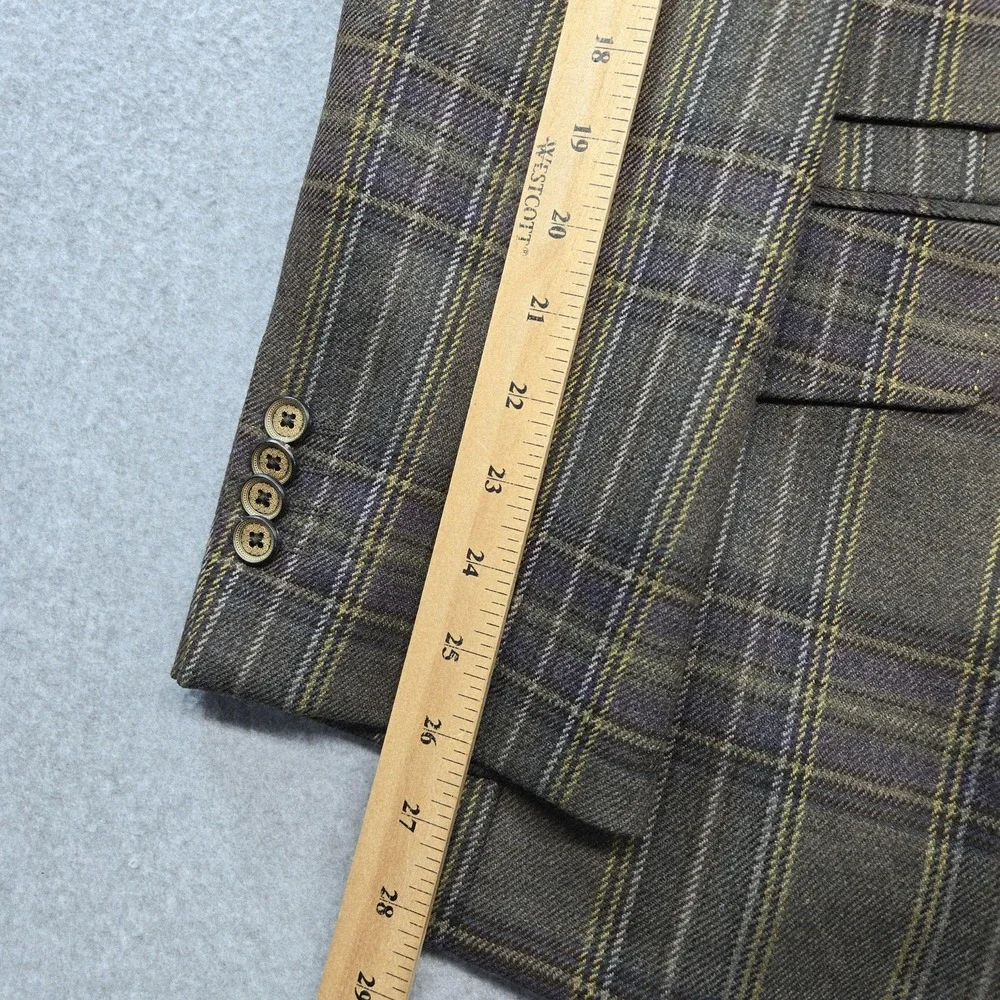 Ted Baker Sport Coat Mens 44 Brown Plaid Wool Tweed 2 Button Made In Italy